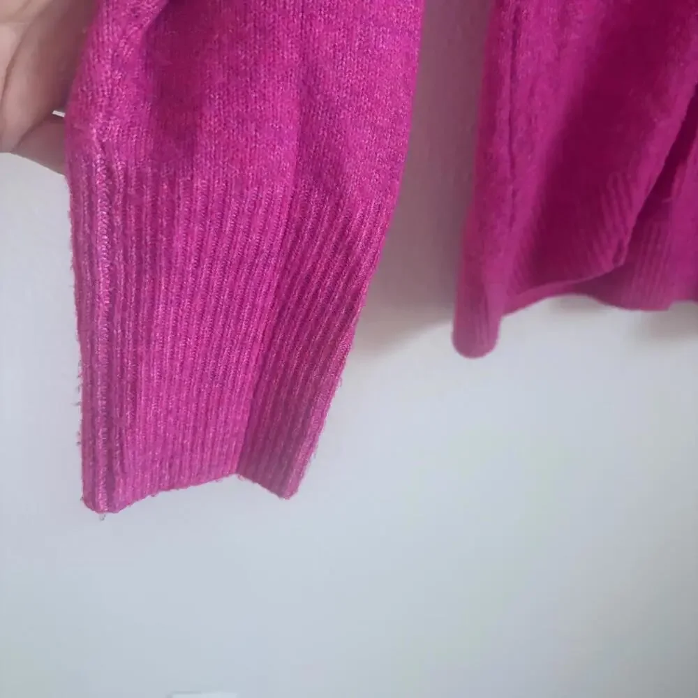 Vince‎ Camuto | Women’s Bright Pink Thin Fuzzy Crewneck Sweater Oversized Size L